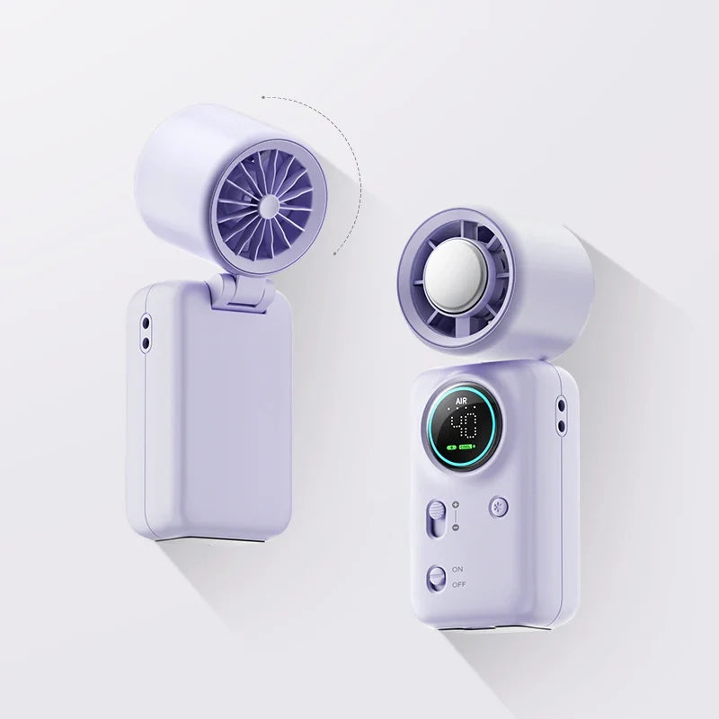 Portable 100-Speed Mini Cooling Fan with LED Display and 4000mAh USB Rechargeable Design for Travel