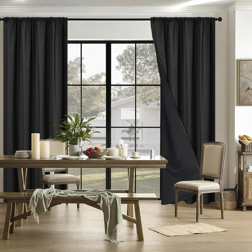 Blackout Curtains with Rod Pocket Design for Bedroom and Living Room Windows