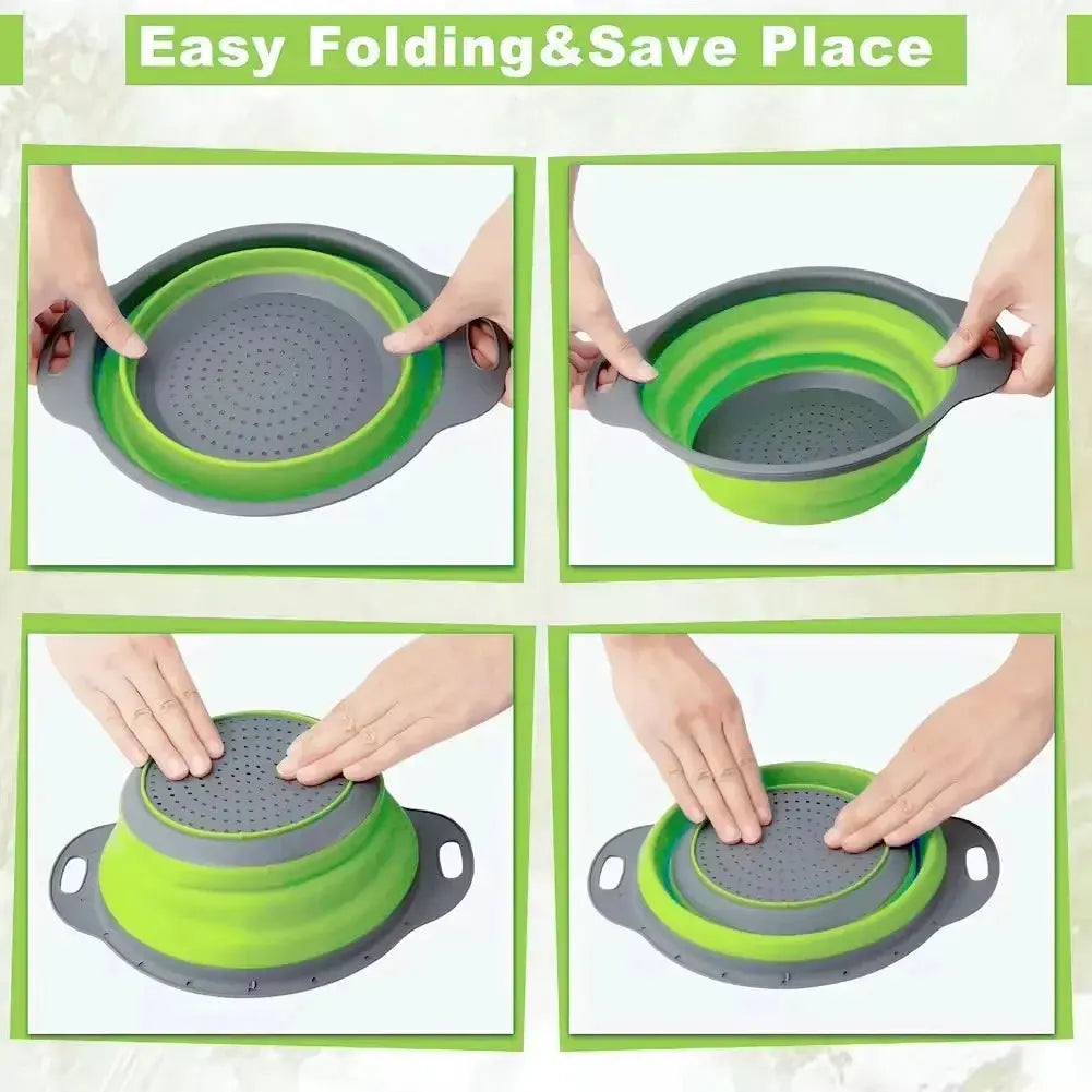 Silicone Folding Drain Basket Collapsible Strainer for Fruit Vegetable Washing