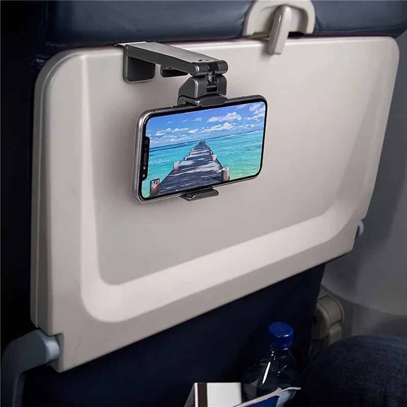 Universal Airplane Phone Holder Mount with Dual 360 Rotation for Hands Free Travel Viewing