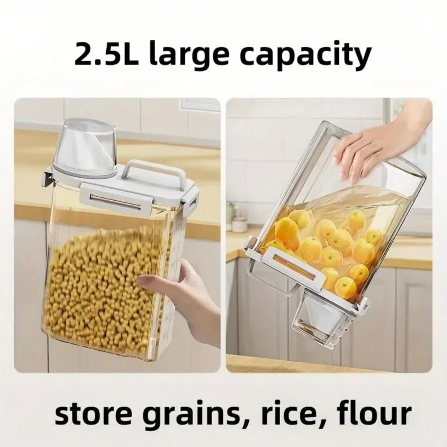 2.5L Moisture-Proof Sealed Storage Container for Grains, Nuts, Flour, Rice, and Other Dry Foods, Food-Grade PP Plastic