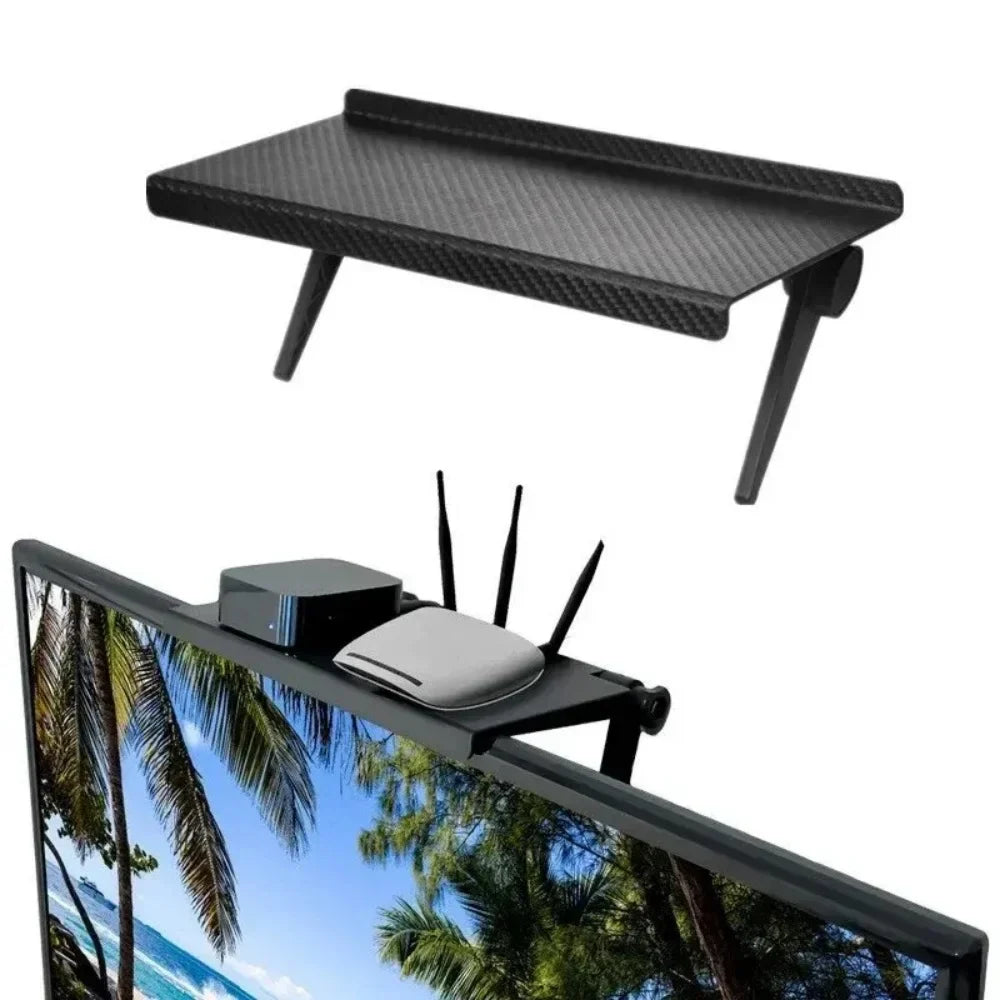 Adjustable TV Monitor Top Storage Rack Desktop Organizer Shelf