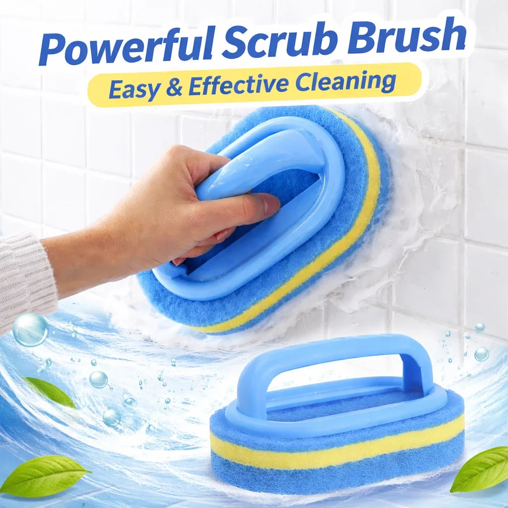 3 Pcs Durable Household Cleaning Brush with Handle for Kitchen, Bathroom, and Dish Scrubbing, Thickened Scrubbing Sponge for Efficient Cleaning