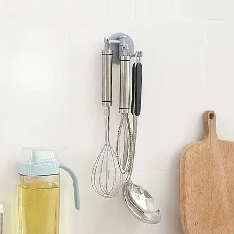 3 Pcs Rotating Adhesive Wall Hooks with Strong Hold for Kitchen, Bathroom, Closet and Home Organization