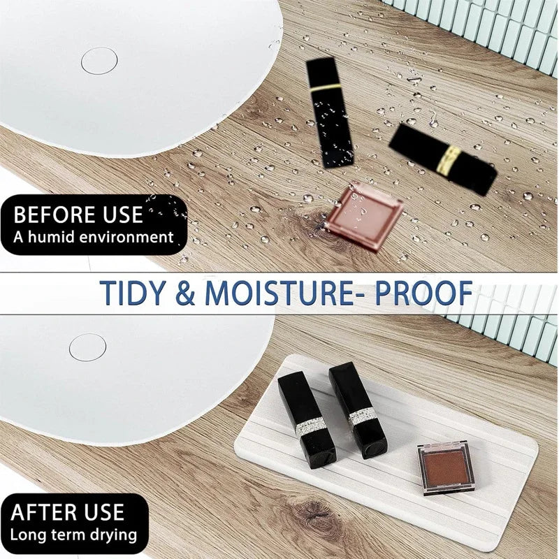 3Pcs Sink Tray Water Absorbent Stone Holder for Soap Sponge and Bathroom Kitchen Counter Use