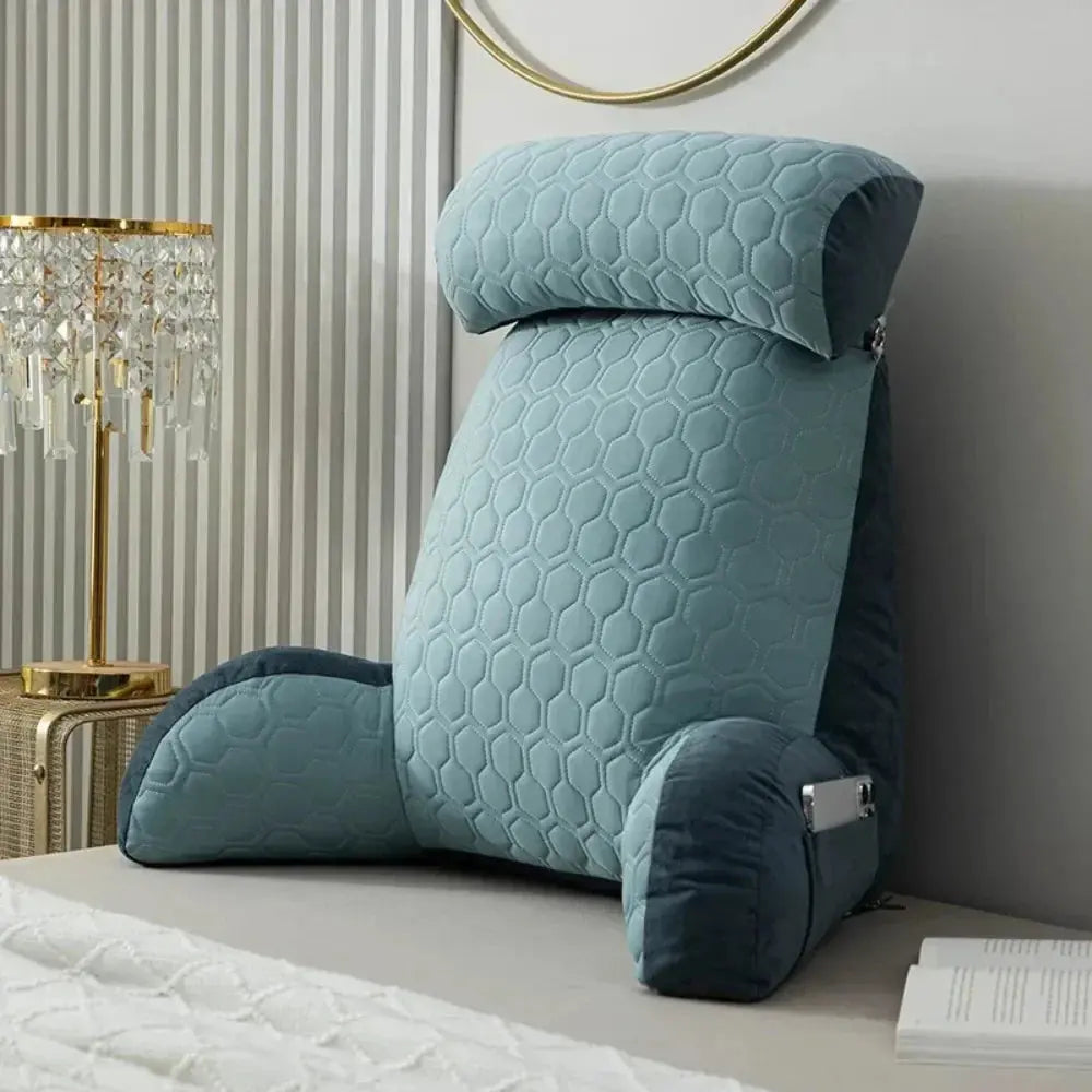 Silk Reading Lounge Cushion with Side Pockets and Washable Cover