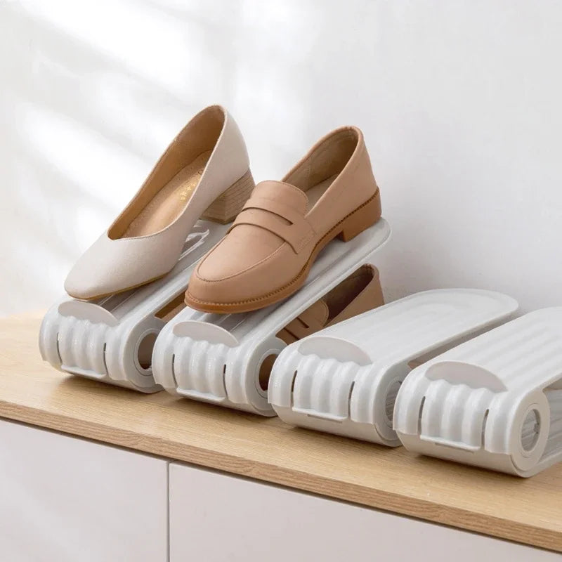 Adjustable Shoe Slot Organizer with Double Layer Design for Space Saving Closet Storage