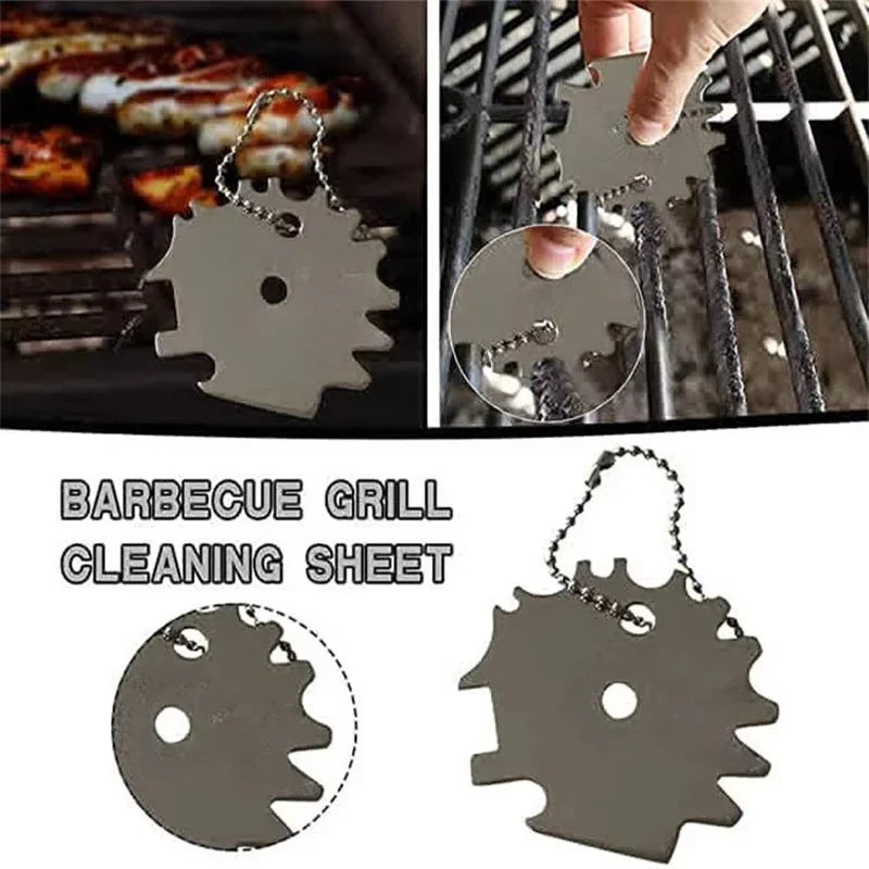 2 Pcs Portable Metal BBQ Grill Scraper Cleaning Tool for Removing Residue from Grill Grates and Flat Top Griddles