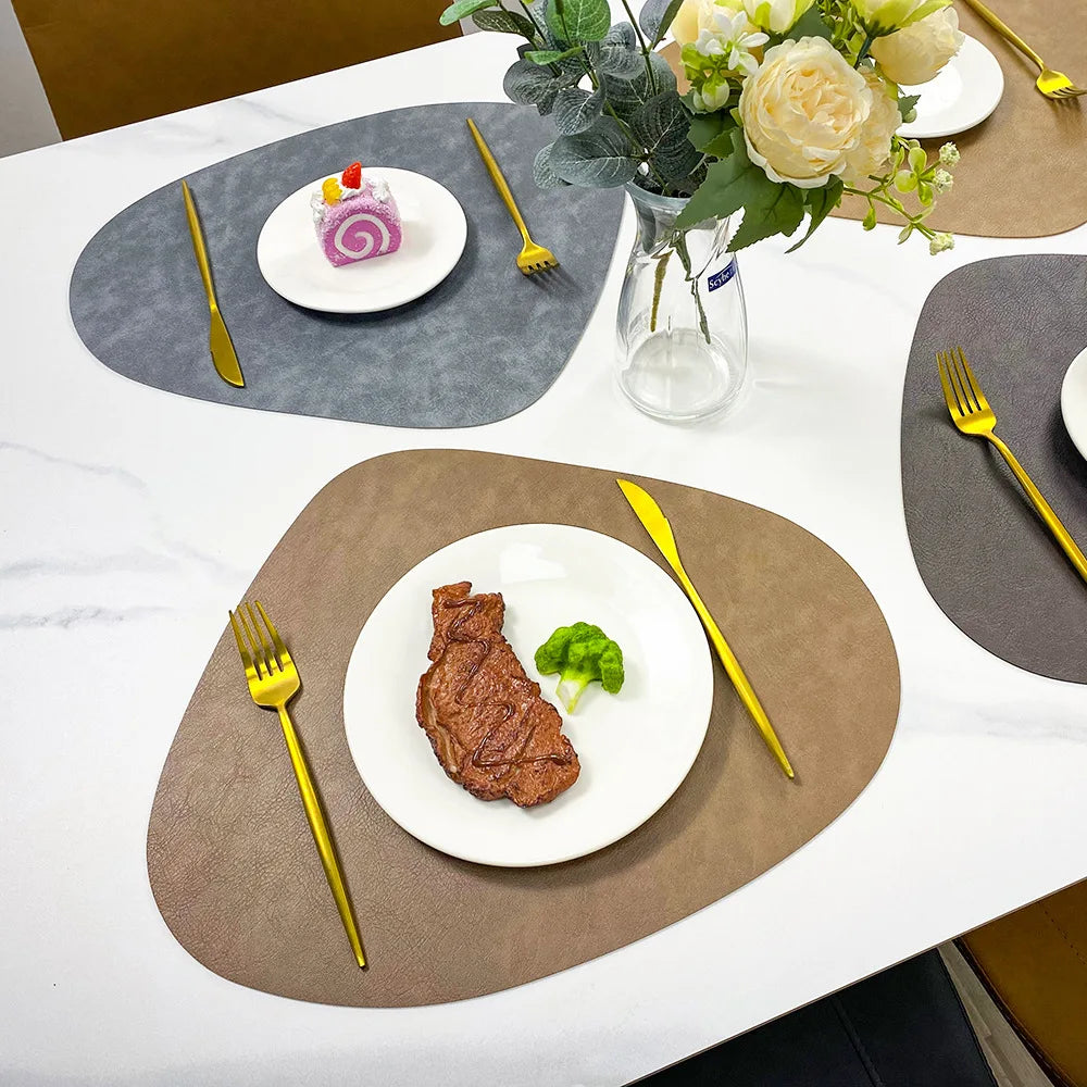 NordicDrop Faux Leather Placemats - Sleek, Easy-Care Dining Mats