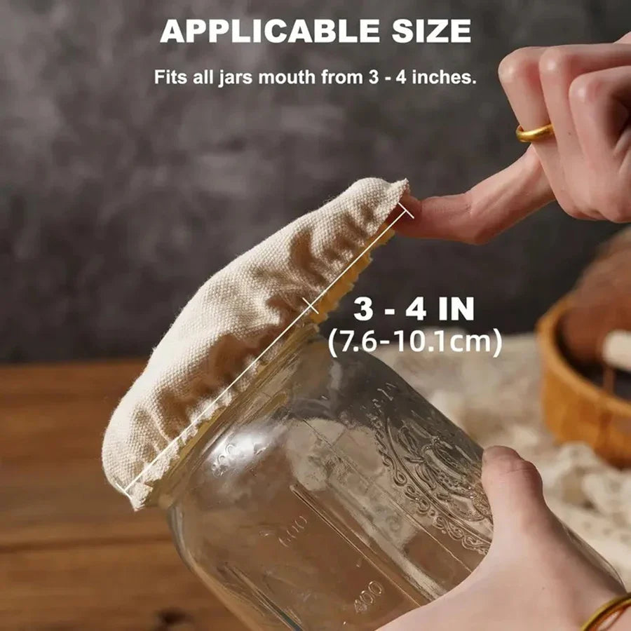 Elastic Cloth Jar Covers Reusable Fabric Bowl Covers for Sourdough Proofing and Kitchen Storage