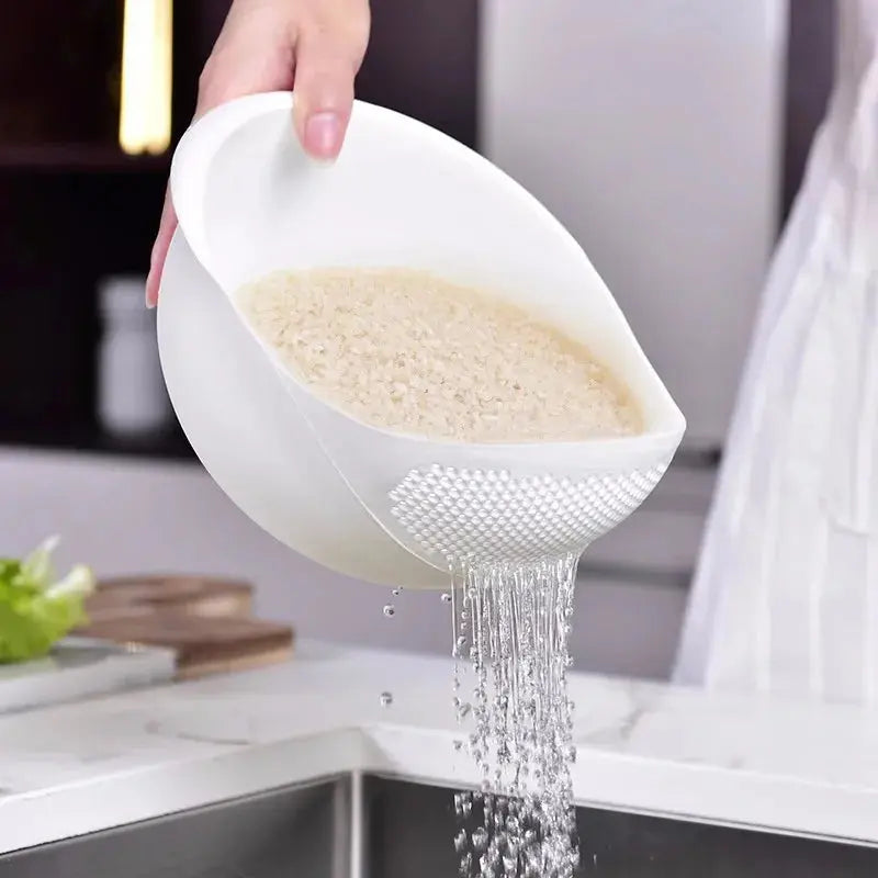Plastic Rice Sieve Colander with Handles Fine Mesh Drain Basket for Kitchen Washing