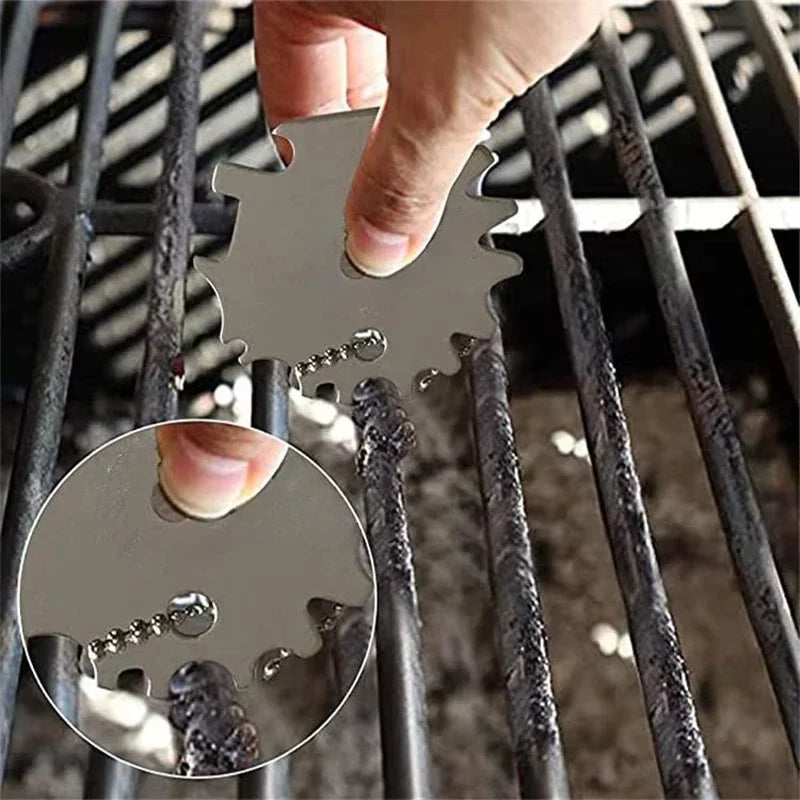 2 Pcs Portable Metal BBQ Grill Scraper Cleaning Tool for Removing Residue from Grill Grates and Flat Top Griddles
