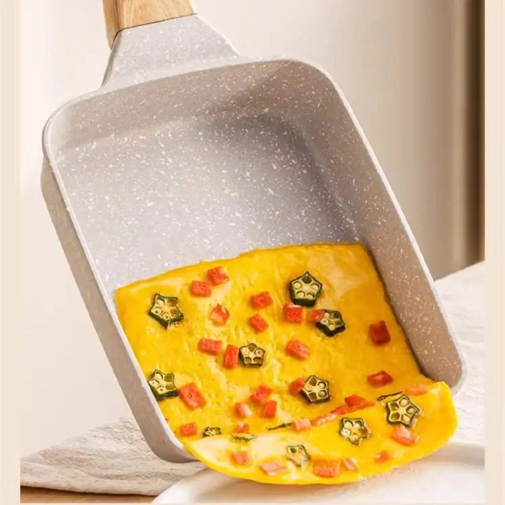 Rectangular Nonstick Omelette Pan with Japanese-Style Flat Surface for Breakfast Cooking