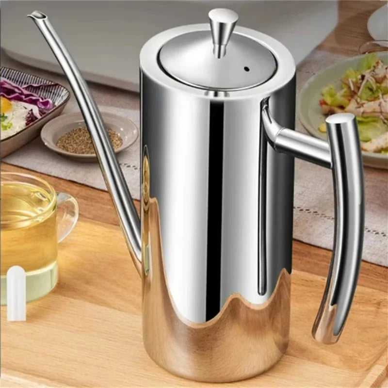 Drip-Proof Oil Dispenser with 304 Stainless Steel Pot Design for Cooking Oil Sauce and Vinegar Storage