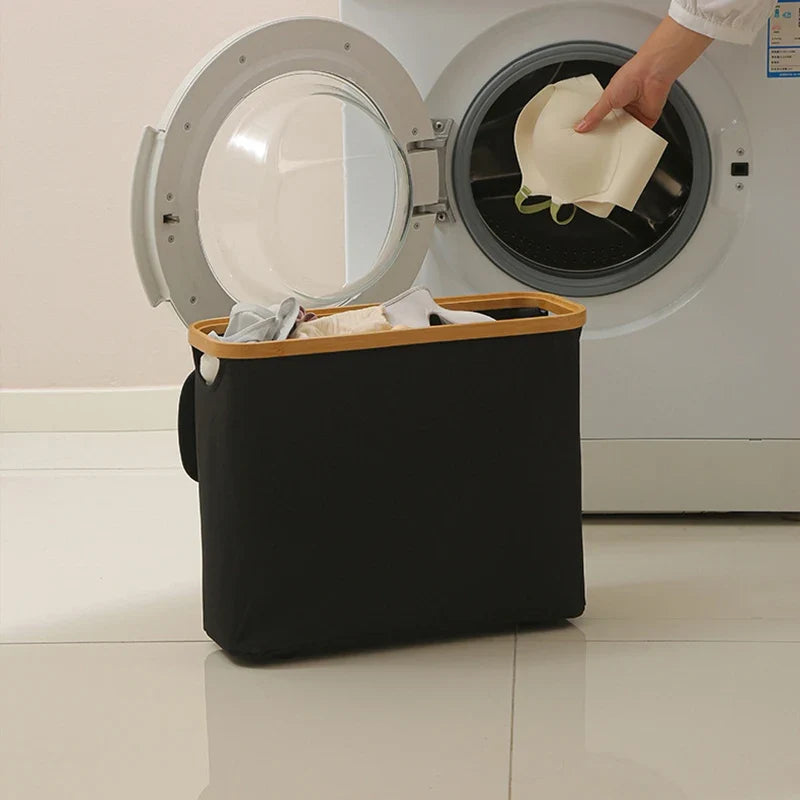Toilet Paper Storage Basket with Bamboo Lid and Transparent Window for Bathroom Organization