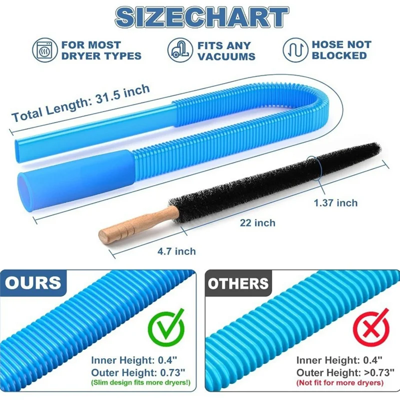 Dryer Vent Cleaner Kit with Lint Brush and Vacuum Hose Attachment, Includes Generation Tubes for Laundry Maintenance (Included Generation Tube &
