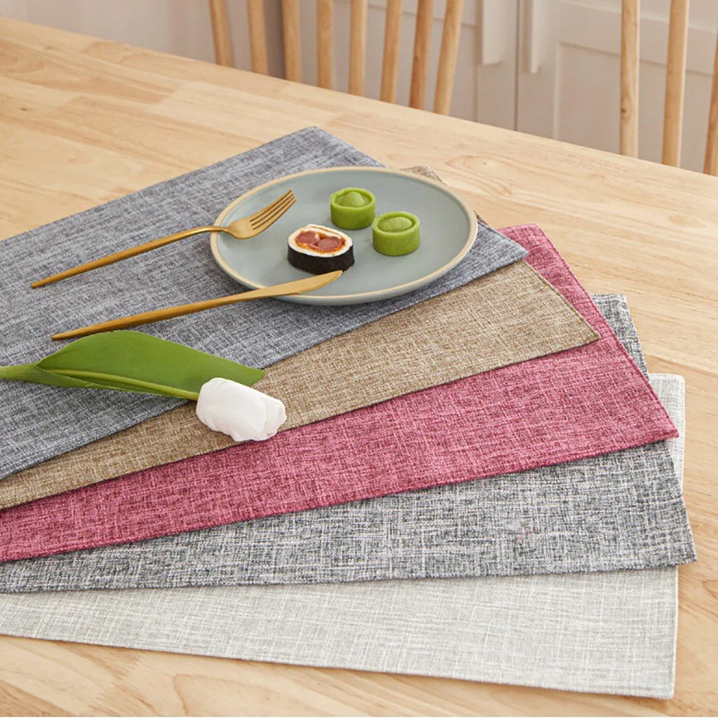 Rectangle Linen Dining Table Placemat Heat Resistant Table Mat for Bowls Cups Kitchen Dining Decor