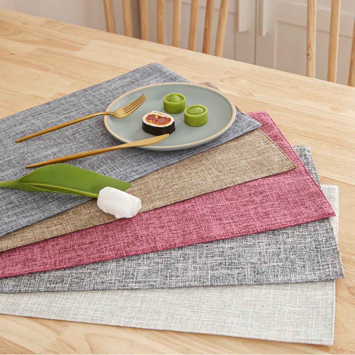 Rectangle Linen Dining Table Placemat Heat Resistant Table Mat for Bowls Cups Kitchen Dining Decor