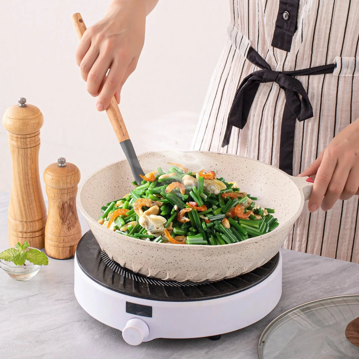 12 Piece Silicone Kitchen Utensils Set with Wooden Handles Non Stick Heat Resistant Cooking Tools