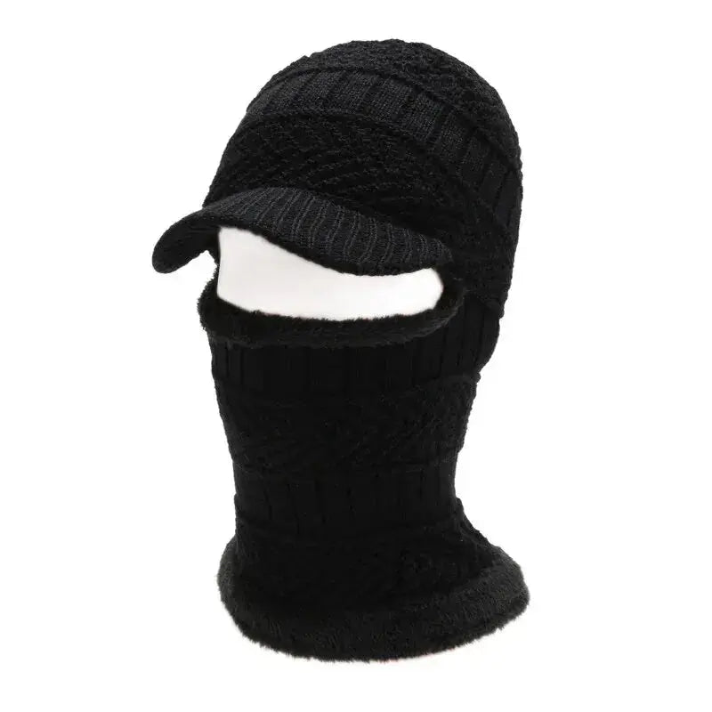 Winter Fleece Balaclava Beanie with One Piece Knit Design for Cycling and Cold Weather