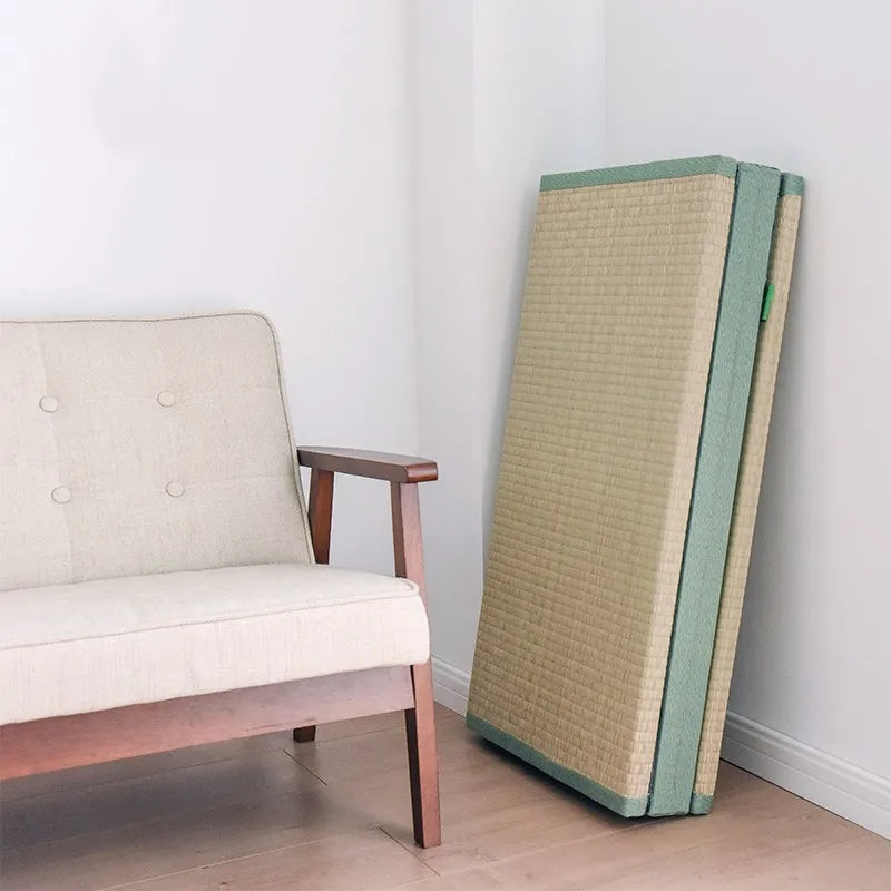 Japanese Foldable Tatami Mat with Igusa Straw Design for Floor Sleeping and Meditation Use