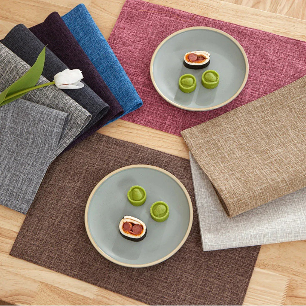 Rectangle Linen Dining Table Placemat Heat Resistant Table Mat for Bowls Cups Kitchen Dining Decor