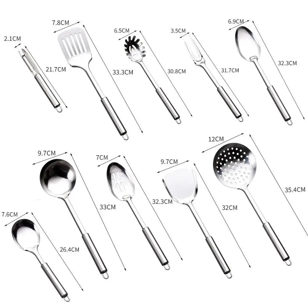 Stainless Steel Wok Spatula Set with Long Handle Rice Spoon and Ladle Cooking Tools
