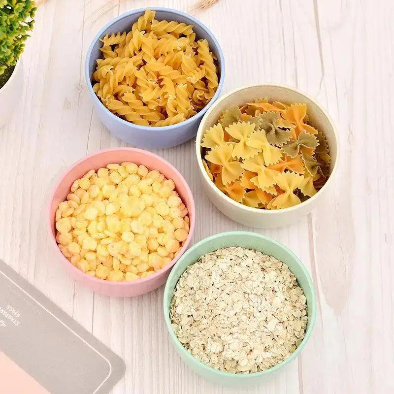 Set of 4 Thickened Eco-Friendly Wheat Straw Bowls, Anti-Drop and Portable Dinnerware for Household, Students, or Dormitory Use