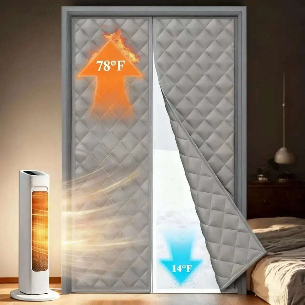 Waterproof Coldproof Door Curtain with Thick Cotton Layer and Self-Closing Magnetic Design for Winter Home Use