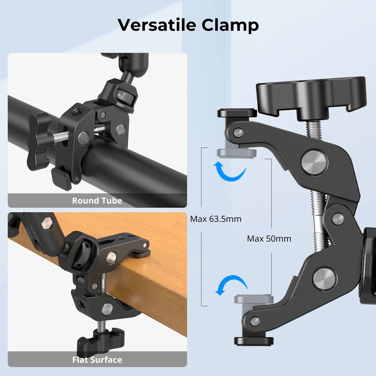 Desktop Shooting Magic Arm with Crab Clamp Adjustable Mount for Smartphone Webcam and Action Camera Use