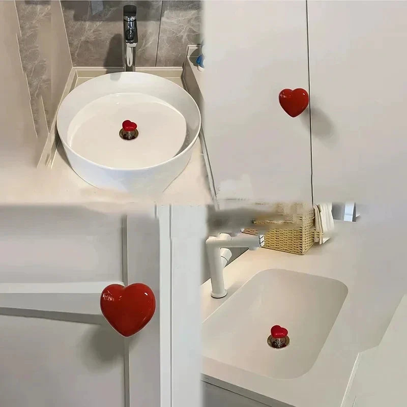 2 Pcs Heart Shaped Toilet Flush Handle with Decorative Press Button Design for Bathroom Tank Use