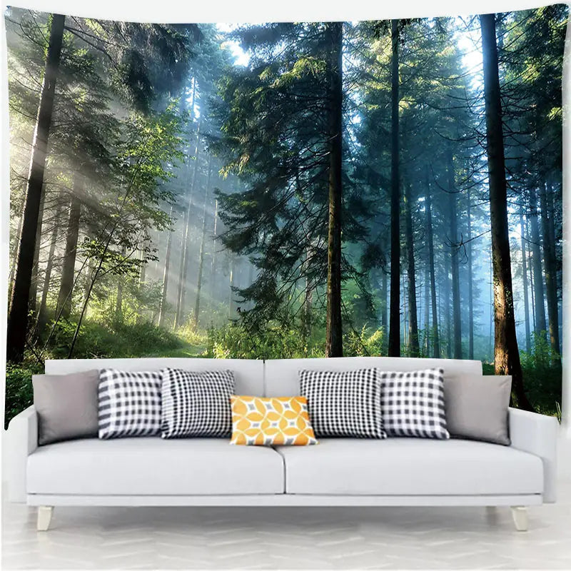 Forest Landscape Wall Tapestry Polyester Fabric Hanging for Bedroom Living Room Aesthetic Home Decor