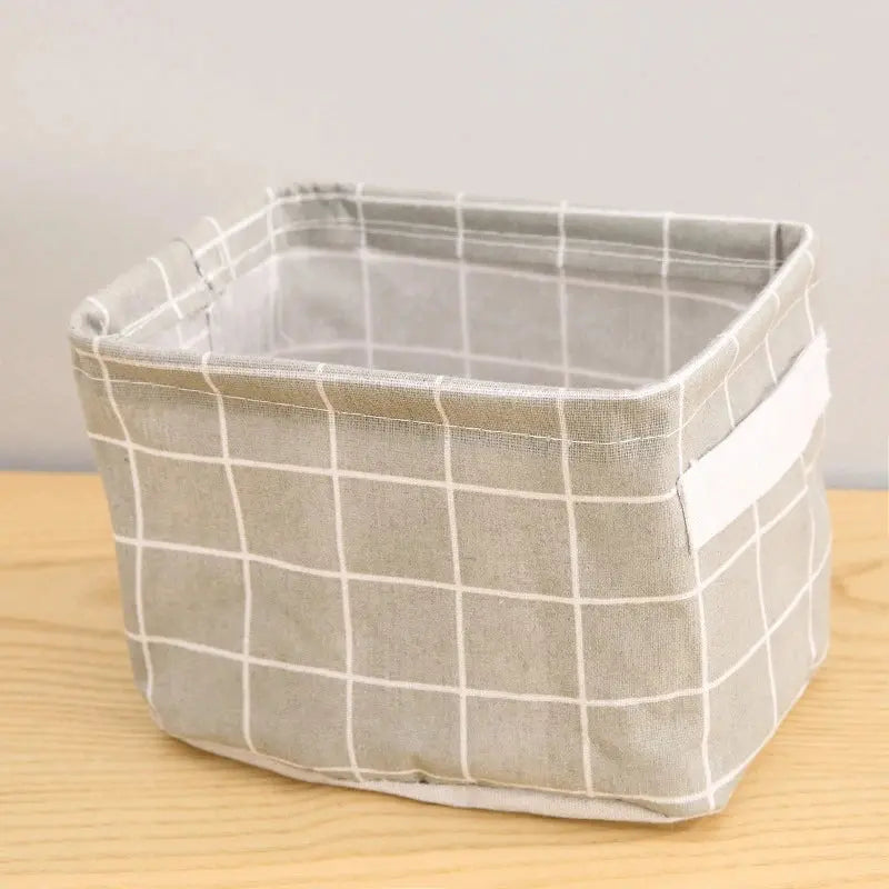 Cotton Hemp Storage Basket with Handles for Tabletop