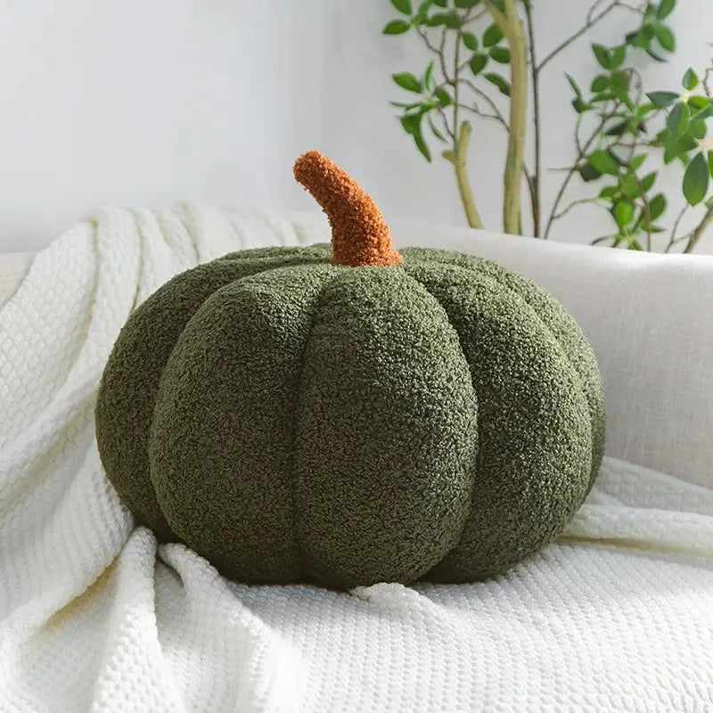 Plush Pumpkin Decorative Cushion with Three Dimensional Design for Seasonal Home Styling