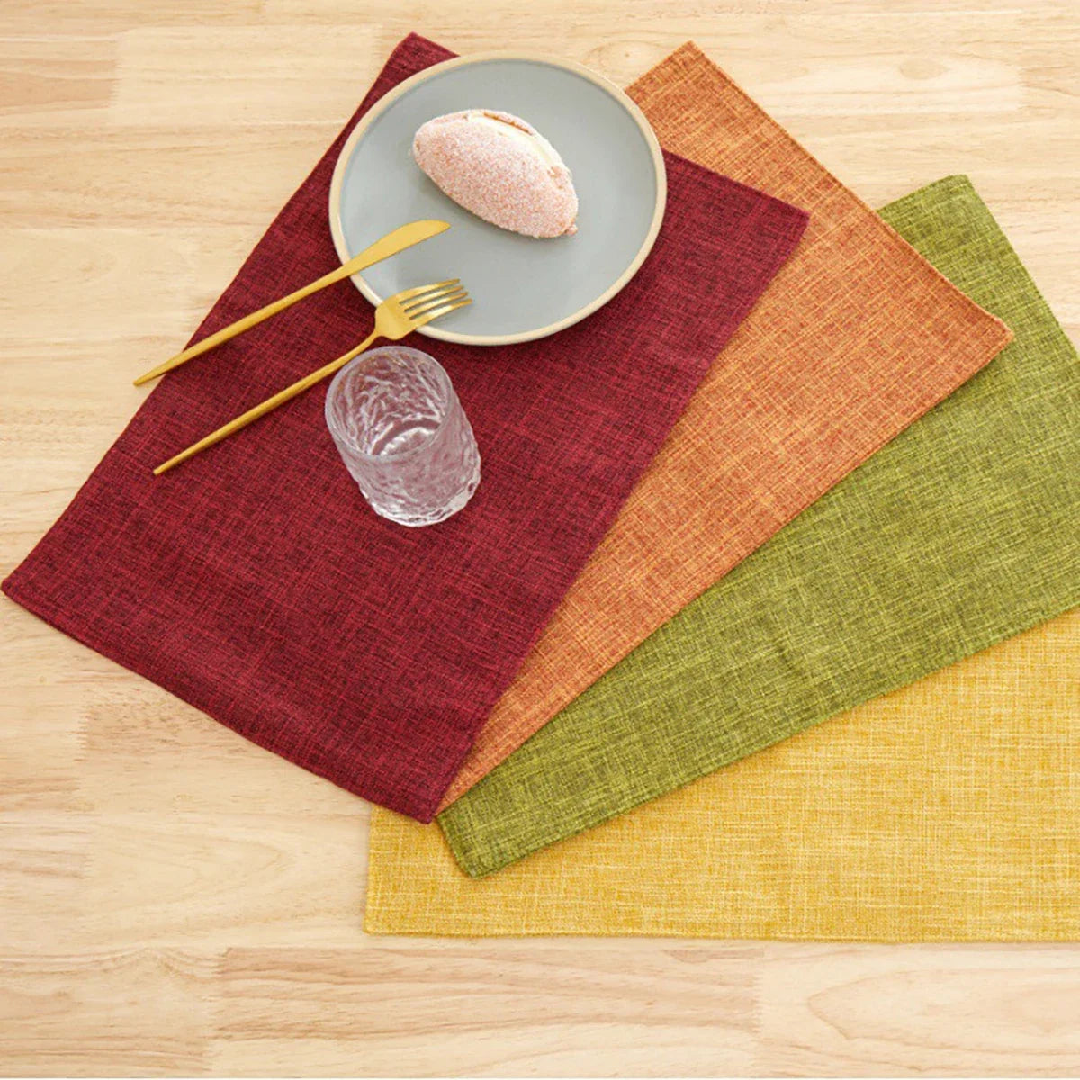 Rectangle Linen Dining Table Placemat Heat Resistant Table Mat for Bowls Cups Kitchen Dining Decor