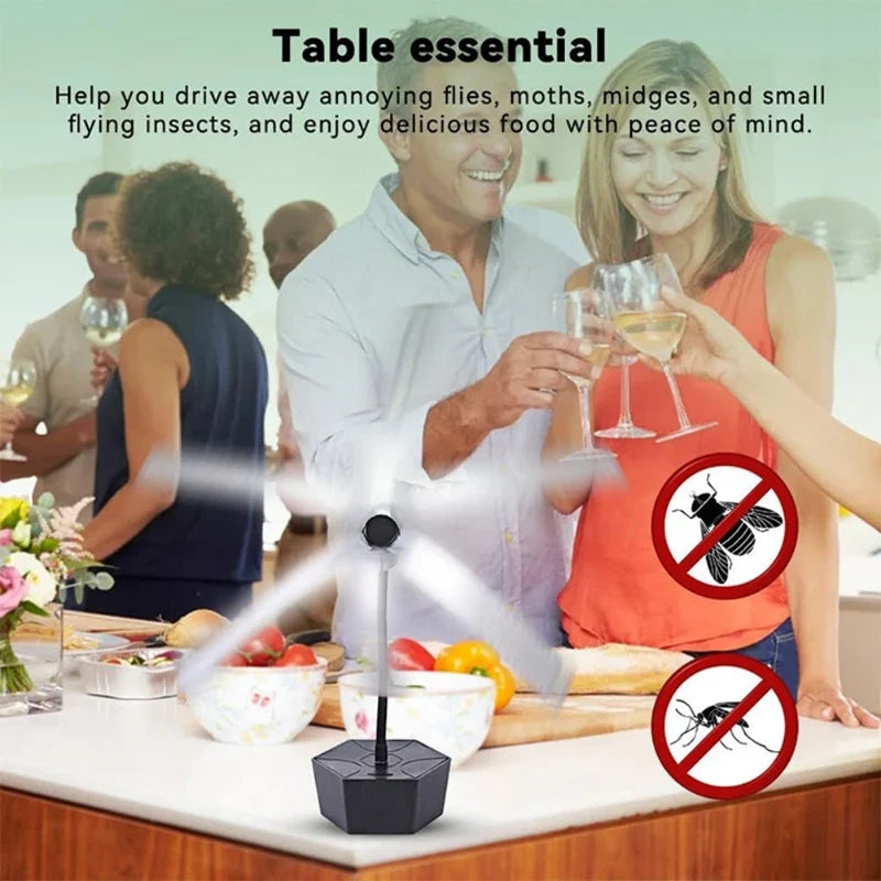 Portable Table Fly Fan with Soft Blade USB Design for Outdoor Dining and Food Protection