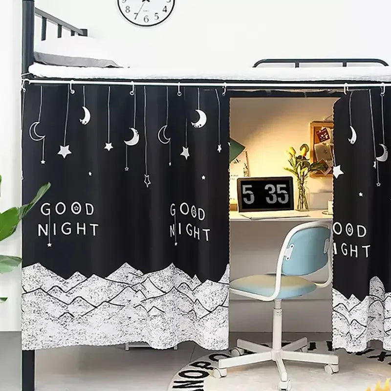 Bed Privacy Curtain with Blackout Fabric and Hanging Hooks for Bunk and Single Beds