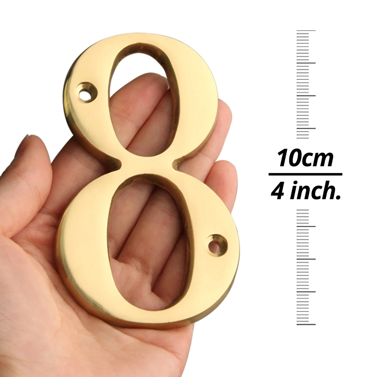 Polished Brass House Numbers with Curved Design for Door and Address Display