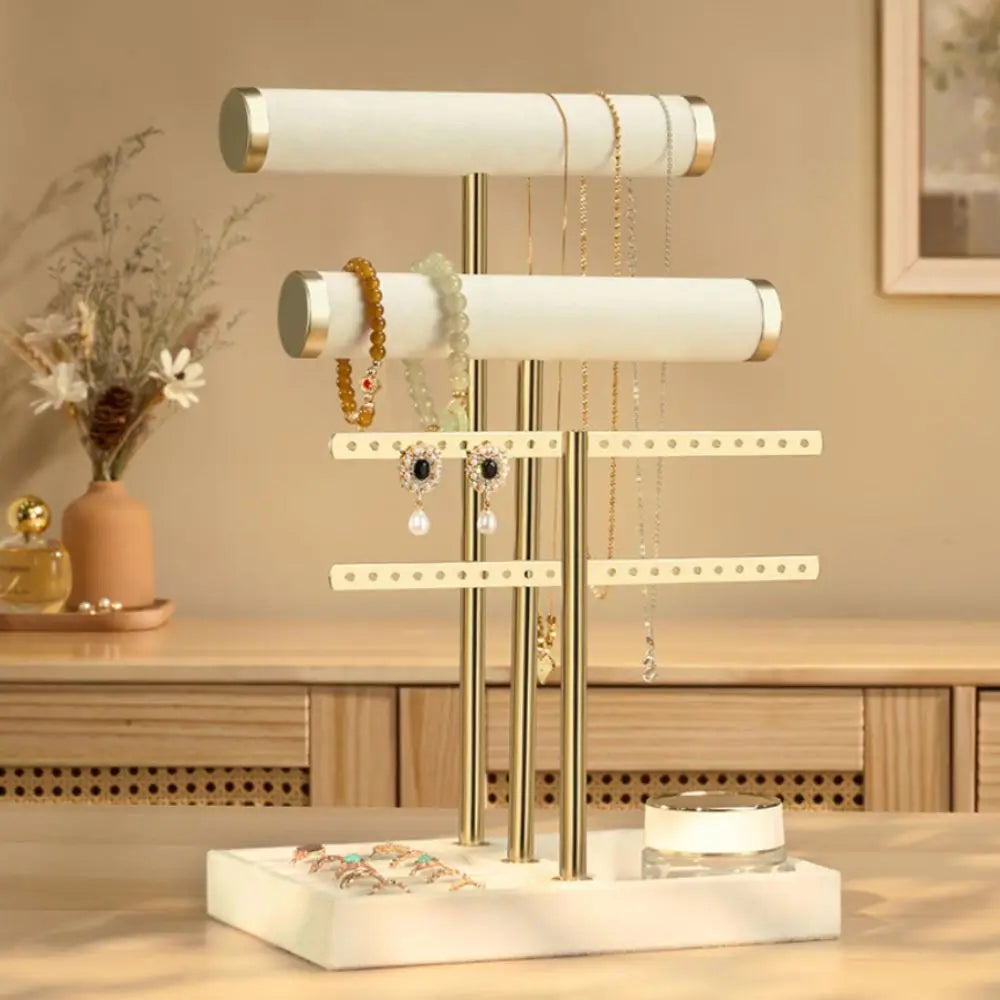 3 Tier Bracelet Holder Stand with Velvet T Bar Design for Jewelry Organization and Display