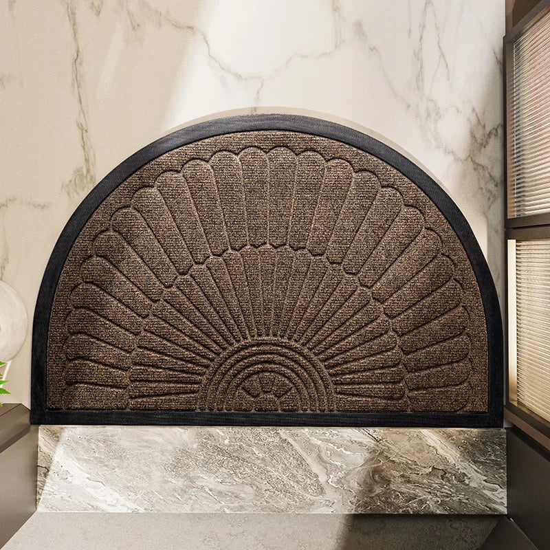 Durable Semicircular Door Mat for Indoor and Outdoor Entrances, Non-Slip Front Door Rug for Entryways, Porch, or Home