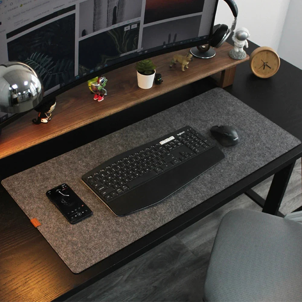 Large Wool Felt Mouse Pad and Desk Protector Mat with Non-Slip Backing for Office and Gaming Use