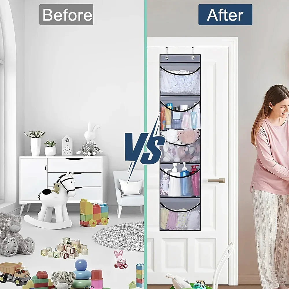 Over Door Hanging Shelf Organizer with 5 Pockets Storage