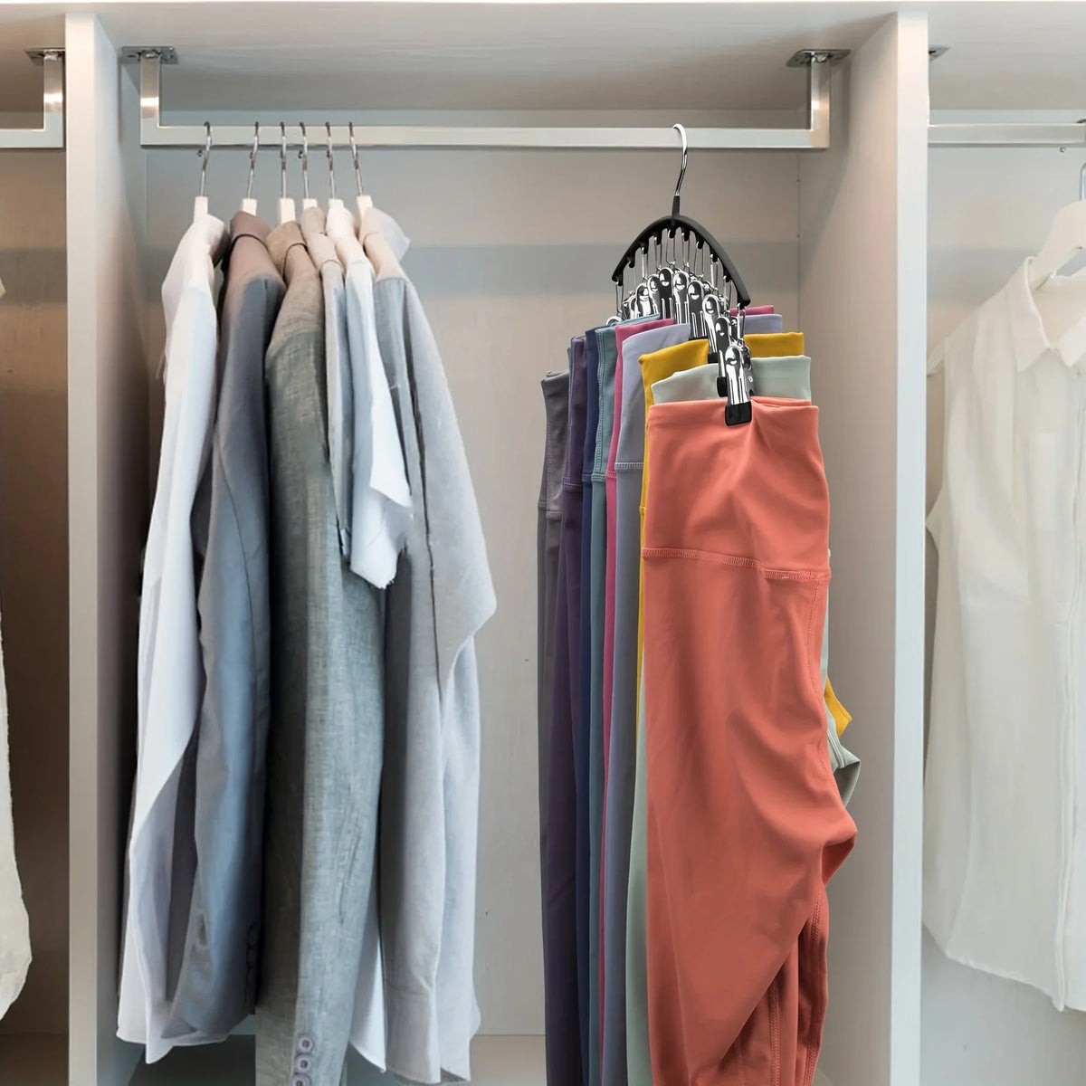 2Pcs Curved Legging Organizer Hanger with Clip Design for Closet and Wardrobe Storage
