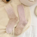 Gradient Wool Cashmere Long Knit Socks for Women with Thick Thermal Knit for Autumn and Winter Wear