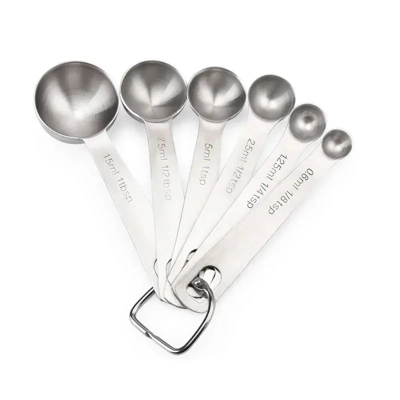 6 Piece Stainless Steel Measuring Spoons Set Food Grade Kitchen Baking Tools