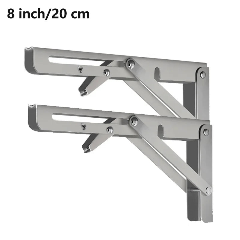 Folding Shelf Brackets Stainless Steel Wall Mounted Collapsible Support for Table Workbench and Shelf Storage