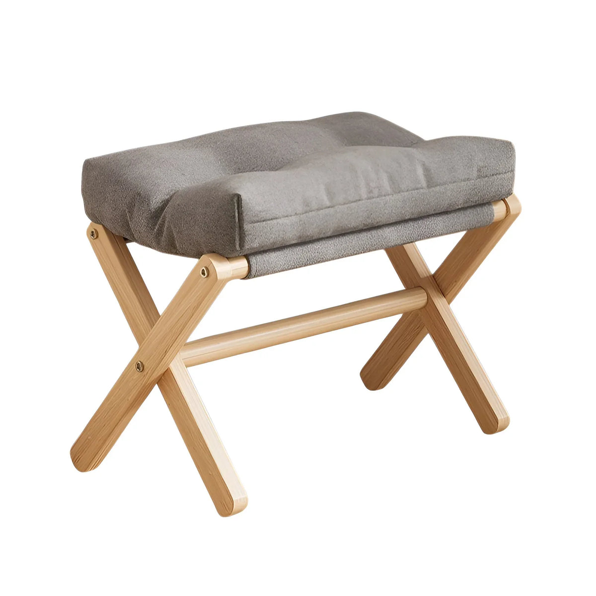 Solid Wood Folding Footstool with Cotton Cushion for Entryway, Shoe Changing, or Sofa Rest
