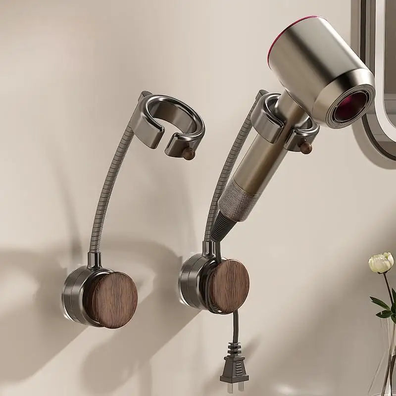 Rotatable Hair Dryer Holder with Adjustable Wall Mount Design for Bathroom Storage