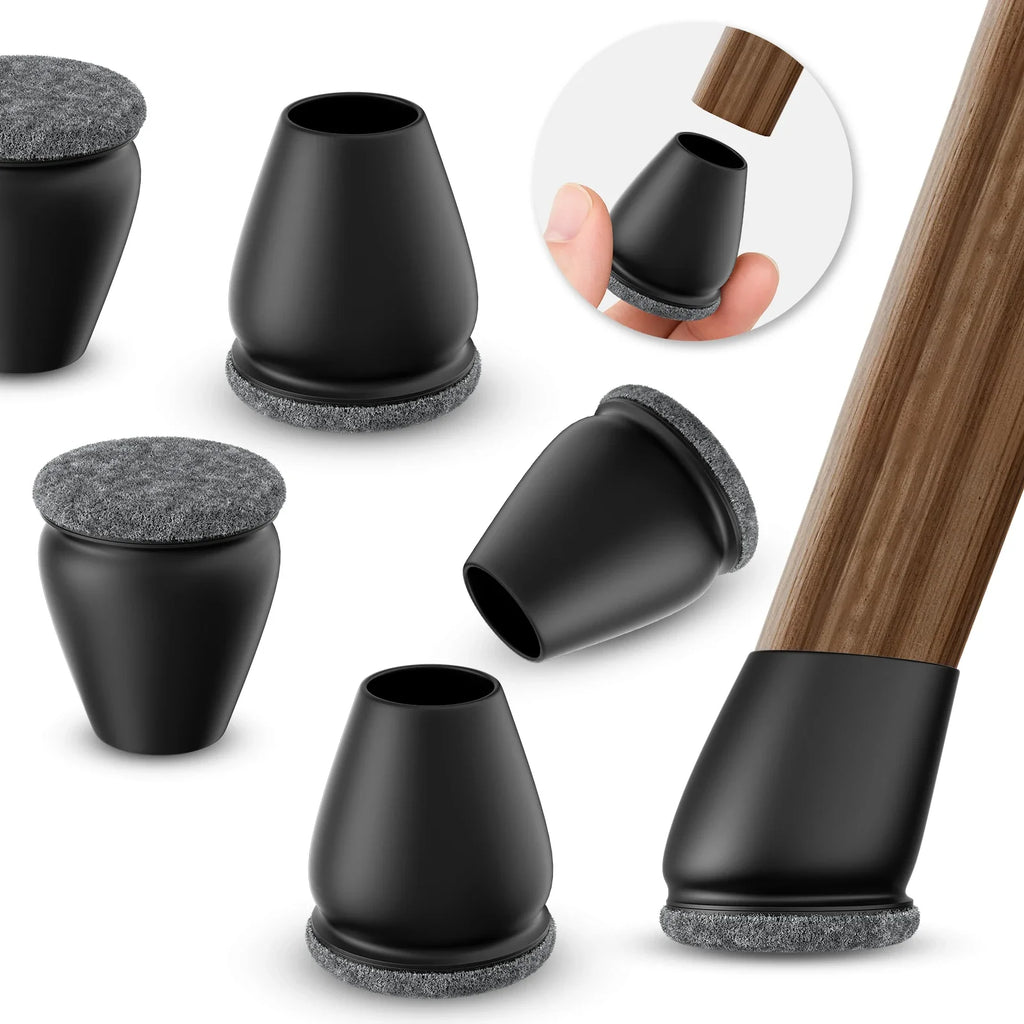 8Pcs Silicone Floor Chair Leg Protectors with Felt Furniture Caps
