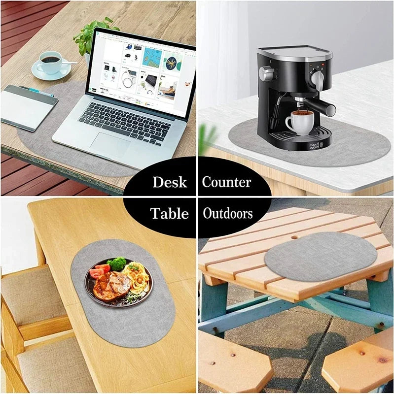 LinoMat Oval Faux Leather Placemats – Elegant, Durable Dining Mats for Modern Tables